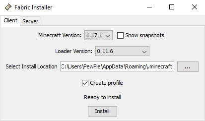 Fabric Installer Screenshot