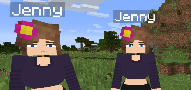 Two Jenny's looking at you in Minecraft